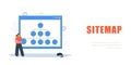Sitemap Creation concept. Female Developer optimization site structure. Website navigation for the user. Vector