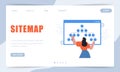 Sitemap Creation concept. Landing page template. Website SEO management. Female Developer organizes site structure