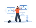 Sitemap Creation concept. Website navigation for the user. Arab Female Developer creation Strategy. Workflow Process