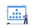Sitemap Creation concept. Website navigation for the user. Male Developer creation Strategy. Workflow Process. Flowchart