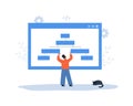 Sitemap Creation concept. Website SEO management. Female Developer organizes site structure. Search optimization