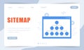 Sitemap Creation process. Landing page template. SEO optimization. Organization site architecture. Vector illustration