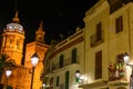 Sitges, Spain - June 10: Illuminated architectural buildings on Royalty Free Stock Photo