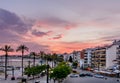 Sitges, Spain - June 10: View with Spain beach, buildings and pr Royalty Free Stock Photo