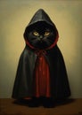 Sith Kitten in a Cape and Hood Royalty Free Stock Photo