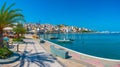 Sitia, Greece, August 18, 2022: Seaside promenade at Greek town Royalty Free Stock Photo