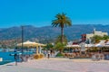 Sitia, Greece, August 18, 2022: Seaside promenade at Greek town Royalty Free Stock Photo