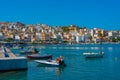 Sitia, Greece, August 18, 2022: Seaside promenade at Greek town Royalty Free Stock Photo