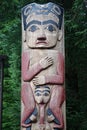 Sitka, Alaska: Closeup of a totem of the Tsinglit nation Royalty Free Stock Photo