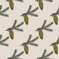 Sitka spruce branch seamless pattern