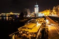 Sitkov water tower and boat restaurant, Prague Royalty Free Stock Photo