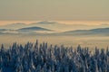 Sitno mountain from Vidlica peak in Mala Fatra during winter