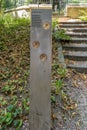 Sittard, South Limburg / Netherlands. August 4, 2020. Signpost with information about the Garden of Olives