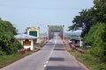 Sittaung bridge at Moppalin is steel bridge spanning the Sittaung river between Waw, Bago Region and Moppalin, Mon State of Myan Royalty Free Stock Photo