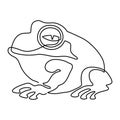 Sitting amphibian frog. Humorous image. Continuous line drawing. Vector illustration