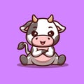 Cow Sitting Angry Cute Creative Kawaii Cartoon Mascot