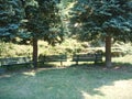 Sitting area in the park during summer Royalty Free Stock Photo