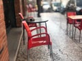 Sitting arrangement with chairs in front of a cafe in rome italy Royalty Free Stock Photo