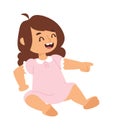 Sitting baby girl vector illustration.