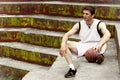 Sitting basketball player Royalty Free Stock Photo