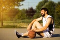 Sitting basketball player Royalty Free Stock Photo