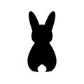 Vector Silhouette of a black rabbit on a transparent background. Back view. Easter Bunny Royalty Free Stock Photo
