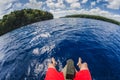 Sitting on a boat in tropocal islands