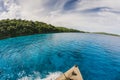 Sitting on a boat in tropocal islands