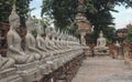 Sitting buddha statues in a row at Wat Yai Chai Mongkhon temple in Ayutthaya, Thailand Royalty Free Stock Photo