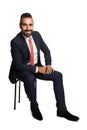 Sitting businessman smiling