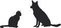 Sitting Cat and Dog Silhouette Vector Illustration Royalty Free Stock Photo