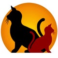 Sitting Cat Silhouettes Sun Royalty Free Stock Photo