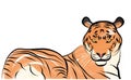 Sitting colored chinese tiger with details Vector
