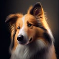 Sitting cute collie dog. Illustration Generative AI