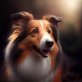 Sitting cute collie dog. Illustration Generative AI