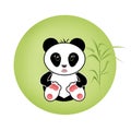 Sitting cute little panda bamboo illustration background Royalty Free Stock Photo