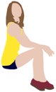 Sitting female person flat vector illustration