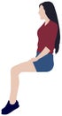 Sitting female person flat vector illustration