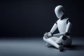 Sitting on the floor, thinking robot. Space for text. Royalty Free Stock Photo
