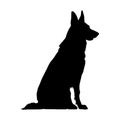 Sitting German shepherd dog silhouette isolated on a white background Royalty Free Stock Photo