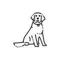 Sitting golden retriever adult color line icon. Pictogram for web page