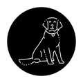 Sitting golden retriever adult color line icon. Pictogram for web page