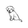 Sitting golden retriever puppy color line icon. Pictogram for web page