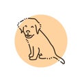 Sitting golden retriever puppy color line icon. Pictogram for web page