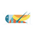 Sitting Grasshopper Insect Icon in Flat Design