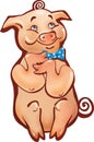 Sitting happy cartoon pig simple Royalty Free Stock Photo