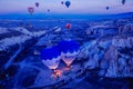 Colored hot air balloons with pure blue background Cappadocia 2