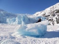 Sitting on an Iceberg from Portage Glacier Royalty Free Stock Photo