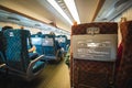 Sitting inside a modern train, Shinkansen, traveling along railway