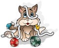 Sitting Kitty in Christmas Ornaments